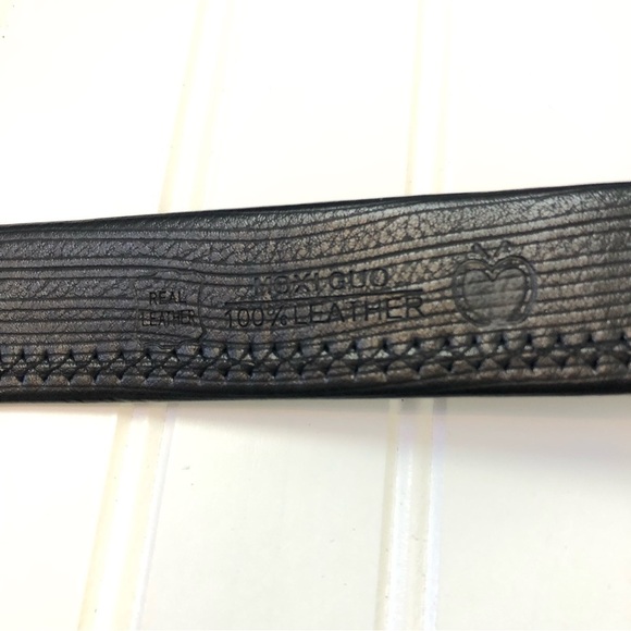 Mens Black 100% Leather Ratchet Dress Belt size 46 Minimalist - Picture 7 of 12